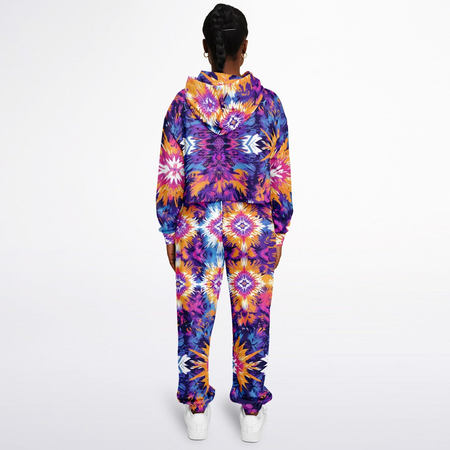 Vibrant African Batik Tie-Dye Tracksuit, Elegant Floral and Geometric Patterns