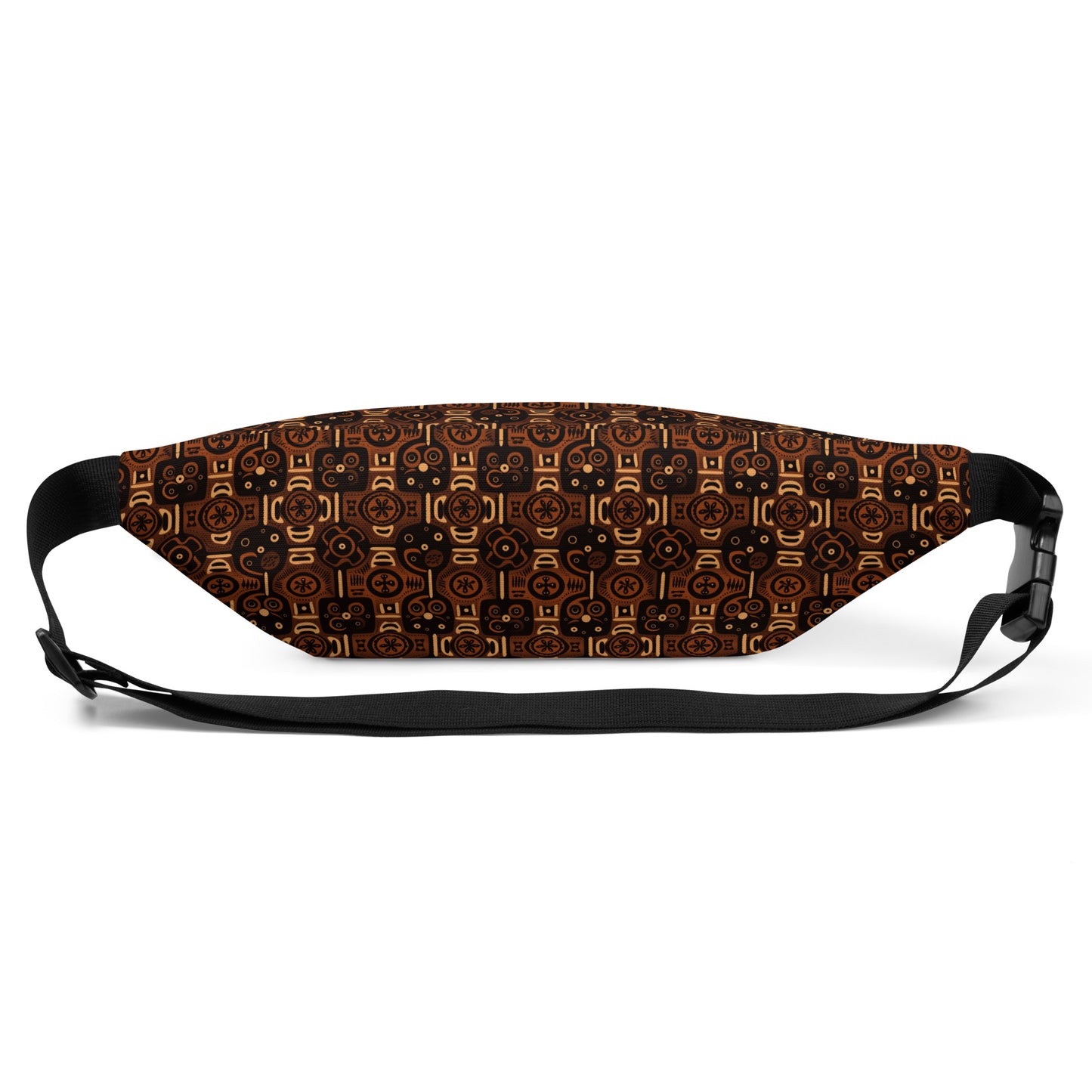 African Wax Print Brown Fanny Pack, Stylish Ethnic Print Festival & Travel Accessory