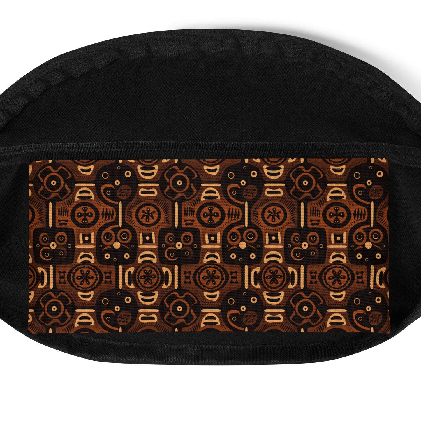 African Wax Print Brown Fanny Pack, Stylish Ethnic Print Festival & Travel Accessory