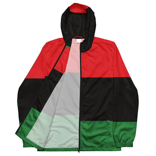 Pan African Garvey Flag Print Men’s Windbreaker, African Diaspora Clothing