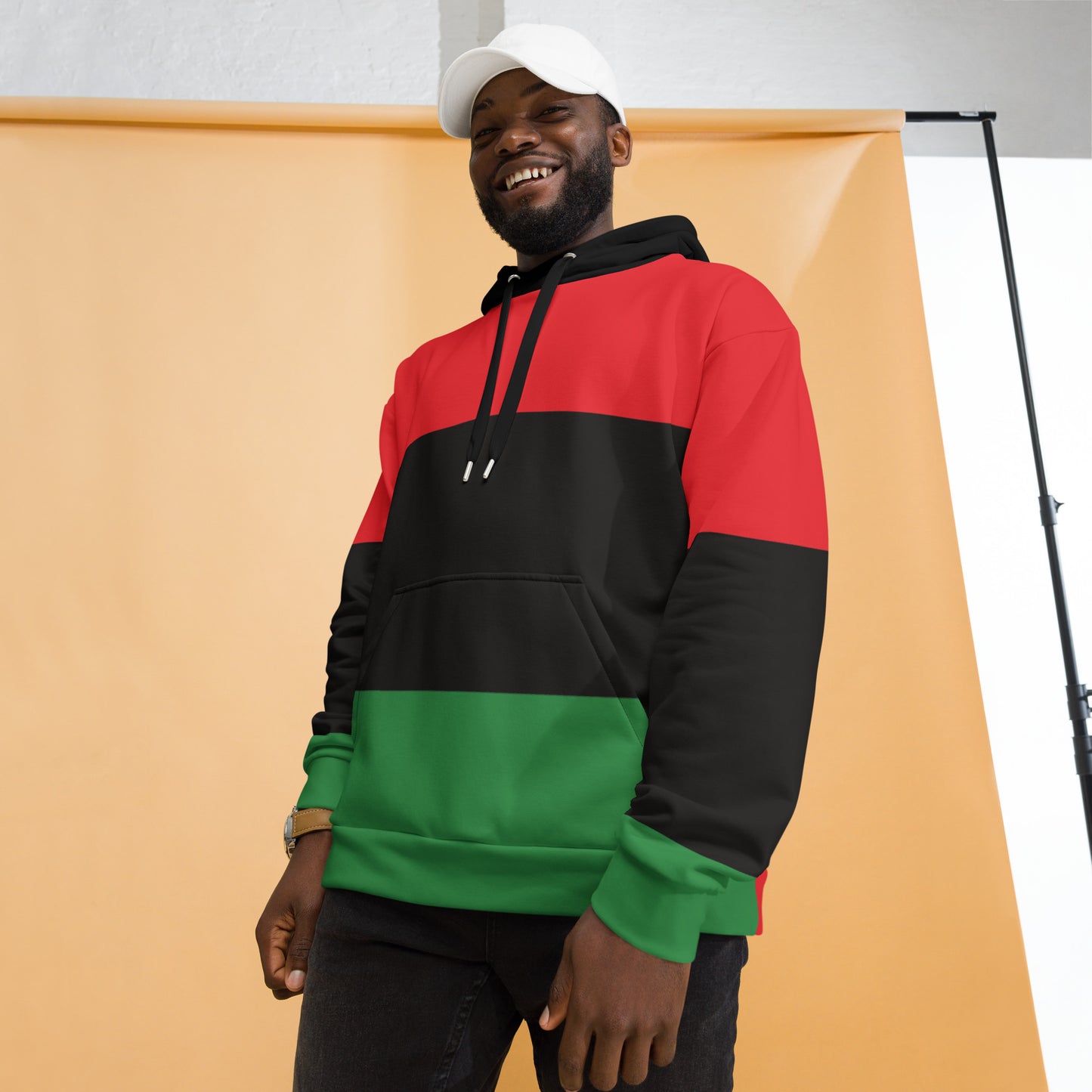 Red Black and Green Pan African Print Garvey Unisex Hoodie