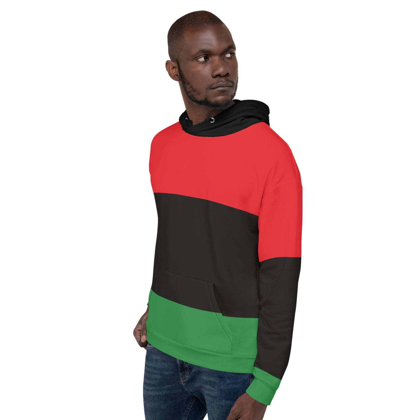 Red Black and Green Pan African Print Garvey Unisex Hoodie