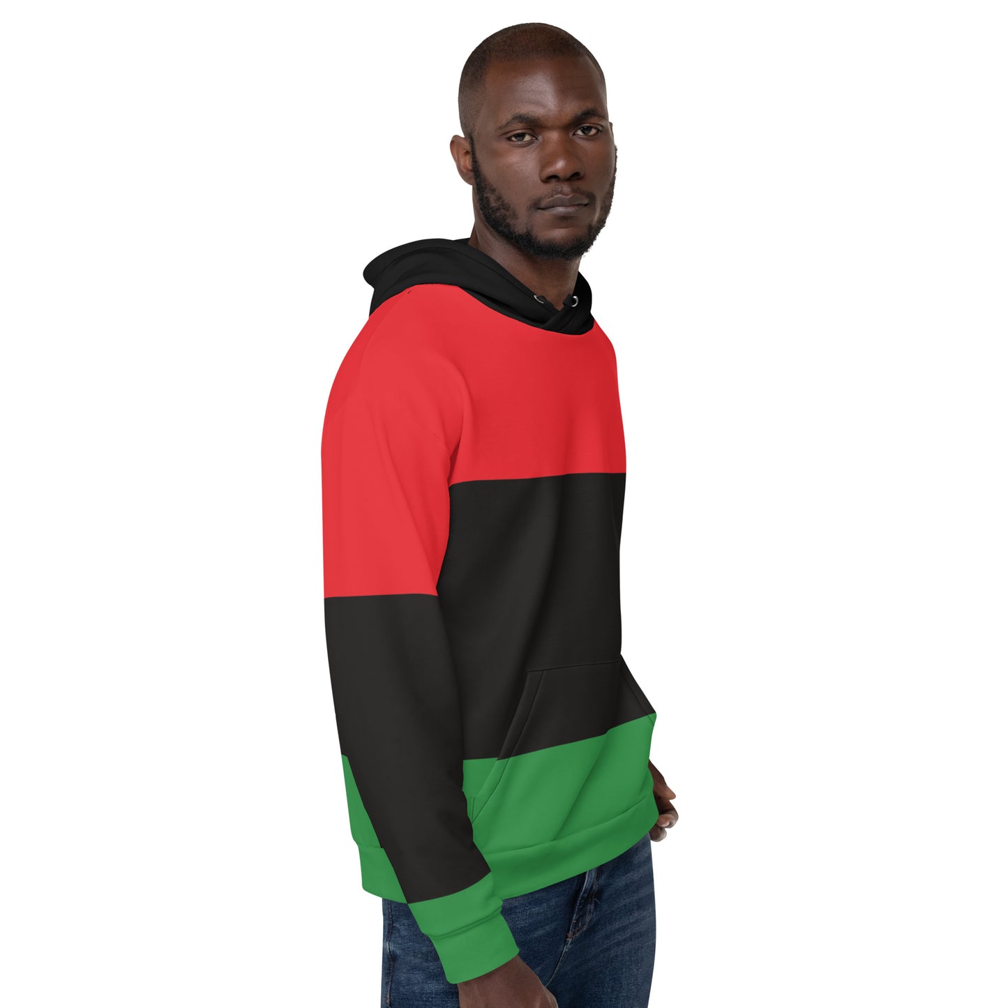 Red Black and Green Pan African Print Garvey Unisex Hoodie