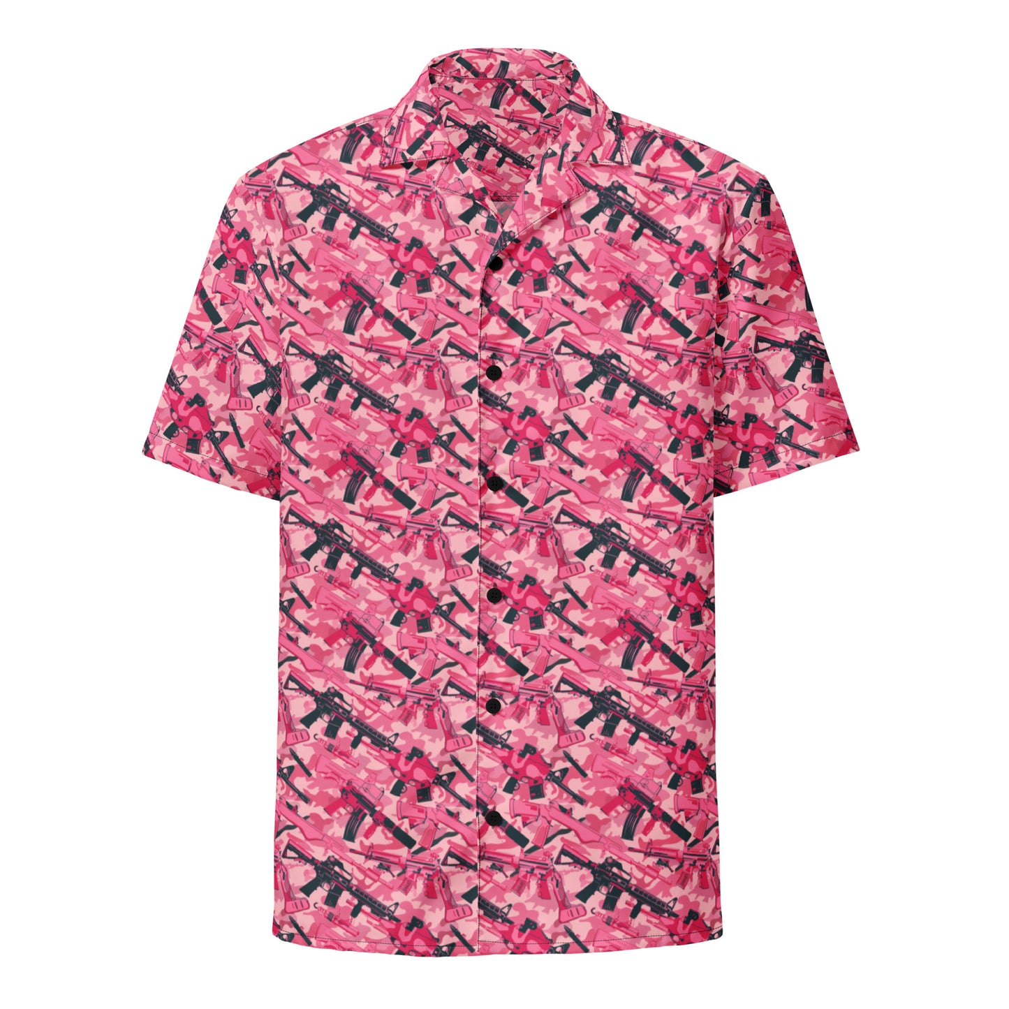 Pink Camo Girls With Guns Button Up Shirt