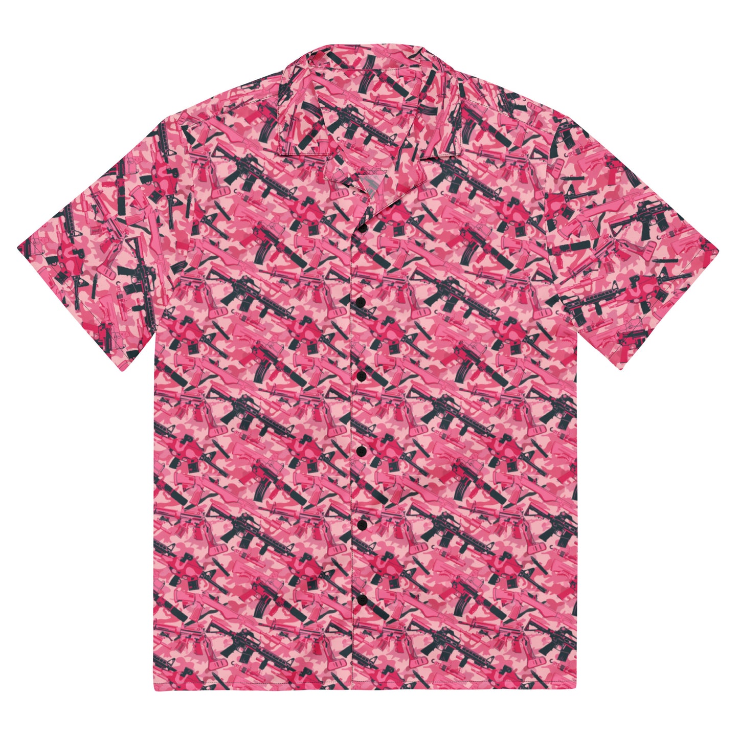 Pink Camo Girls With Guns Button Up Shirt