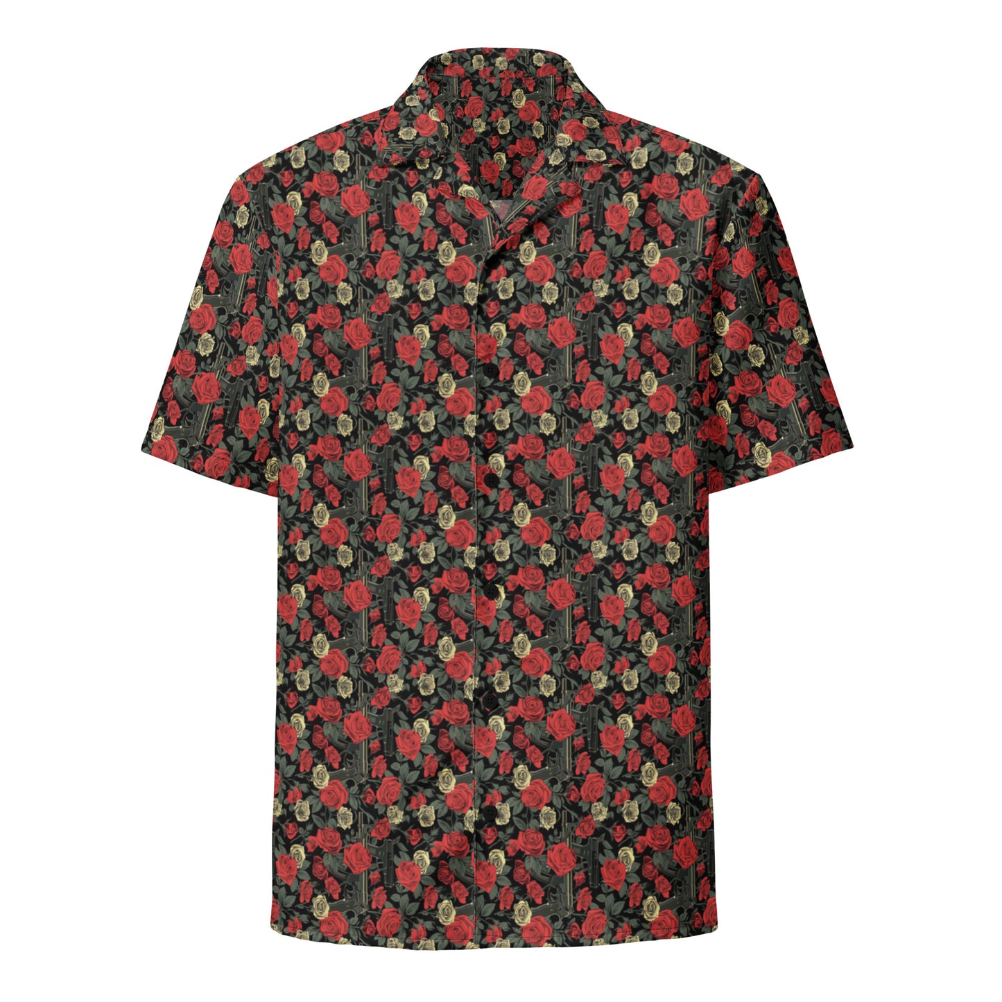 Guns and Roses Unisex Hawaiian Style Button Up