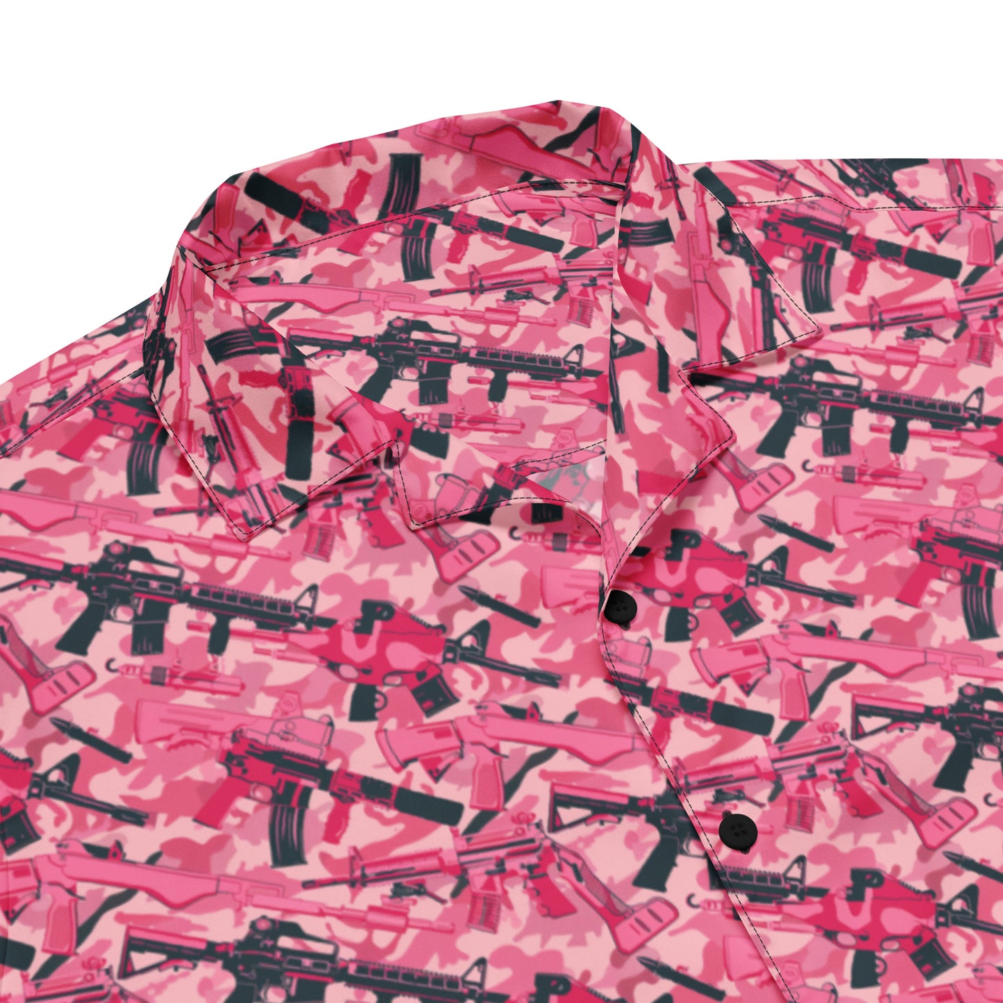 Pink Camo Girls With Guns Button Up Shirt