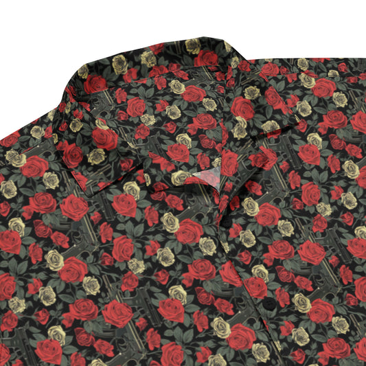 Guns and Roses Unisex Hawaiian Style Button Up