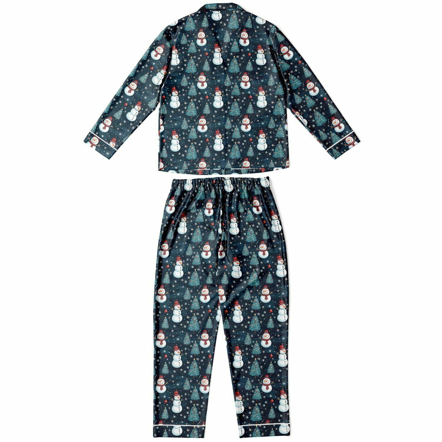 Luxury Women's Christmas Satin Snowman Pajama Set | Matching Couples Holiday Pajama Set | Plus Size Ladies Festive Pajamas - Ships Free