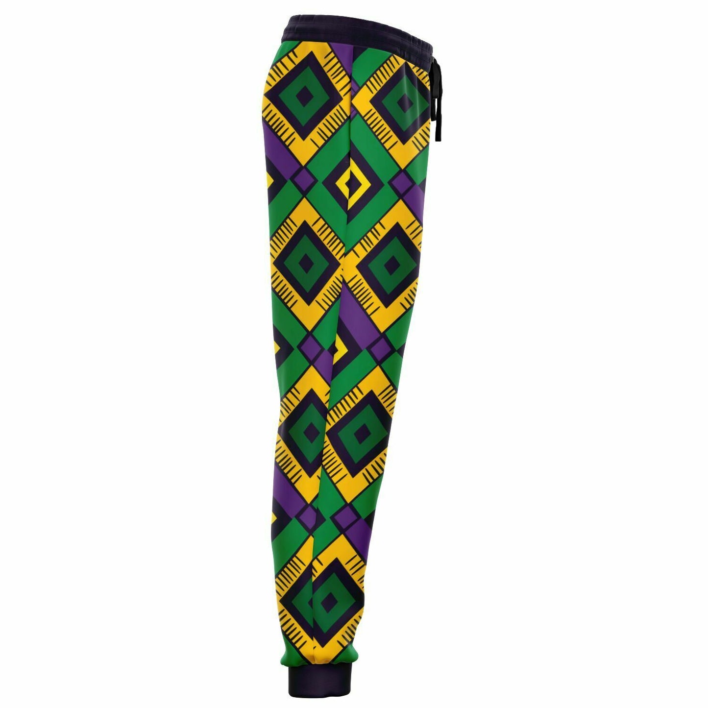 Athletic African Kente Mardi Gras Unisex Joggers, Festive Carnival Themed Pants