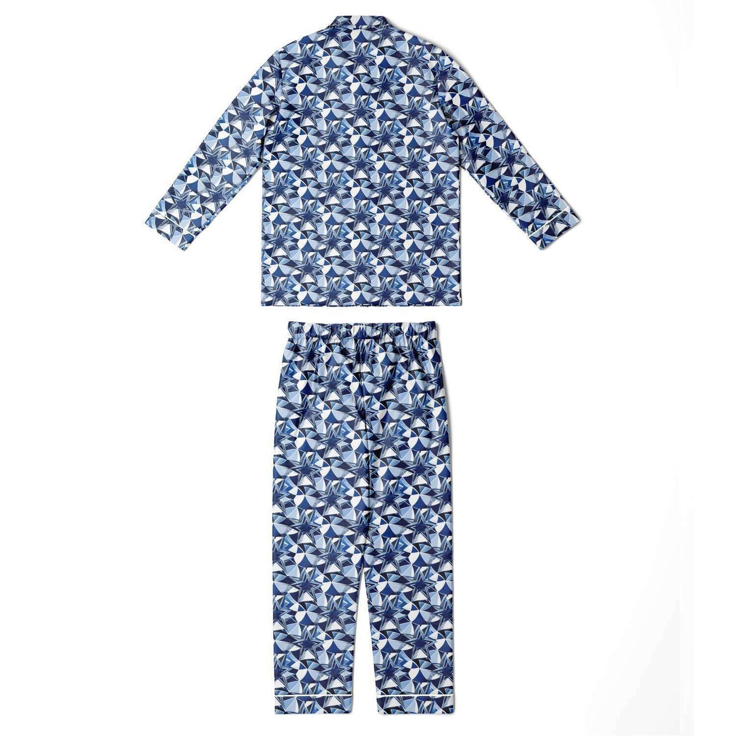 Football Fan Men's Royal Blue and White Satin Pajama Set | Mens Luxury Comfortable Sleepwear | Football Fanatic PJ's - Ships Free