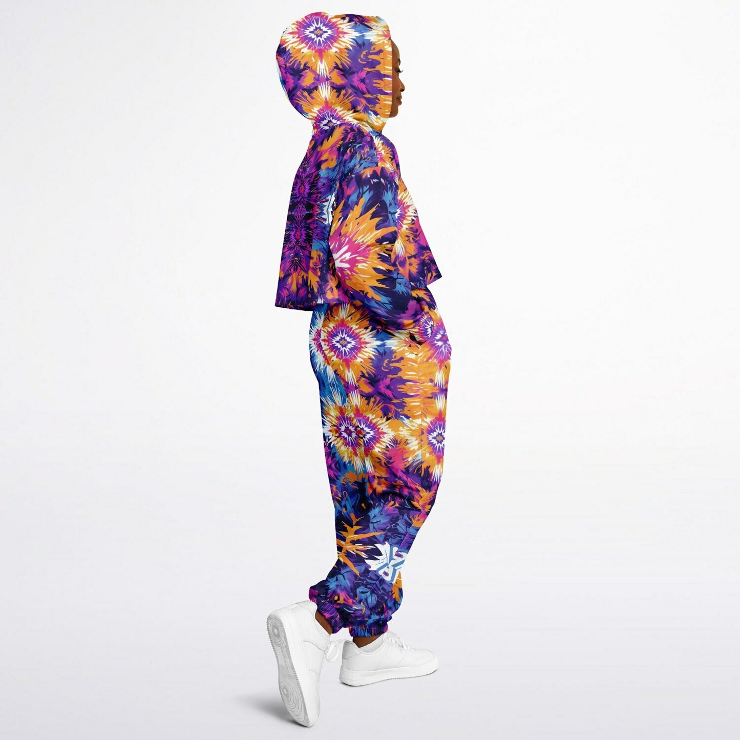 Vibrant African Batik Tie-Dye Tracksuit, Elegant Floral and Geometric Patterns