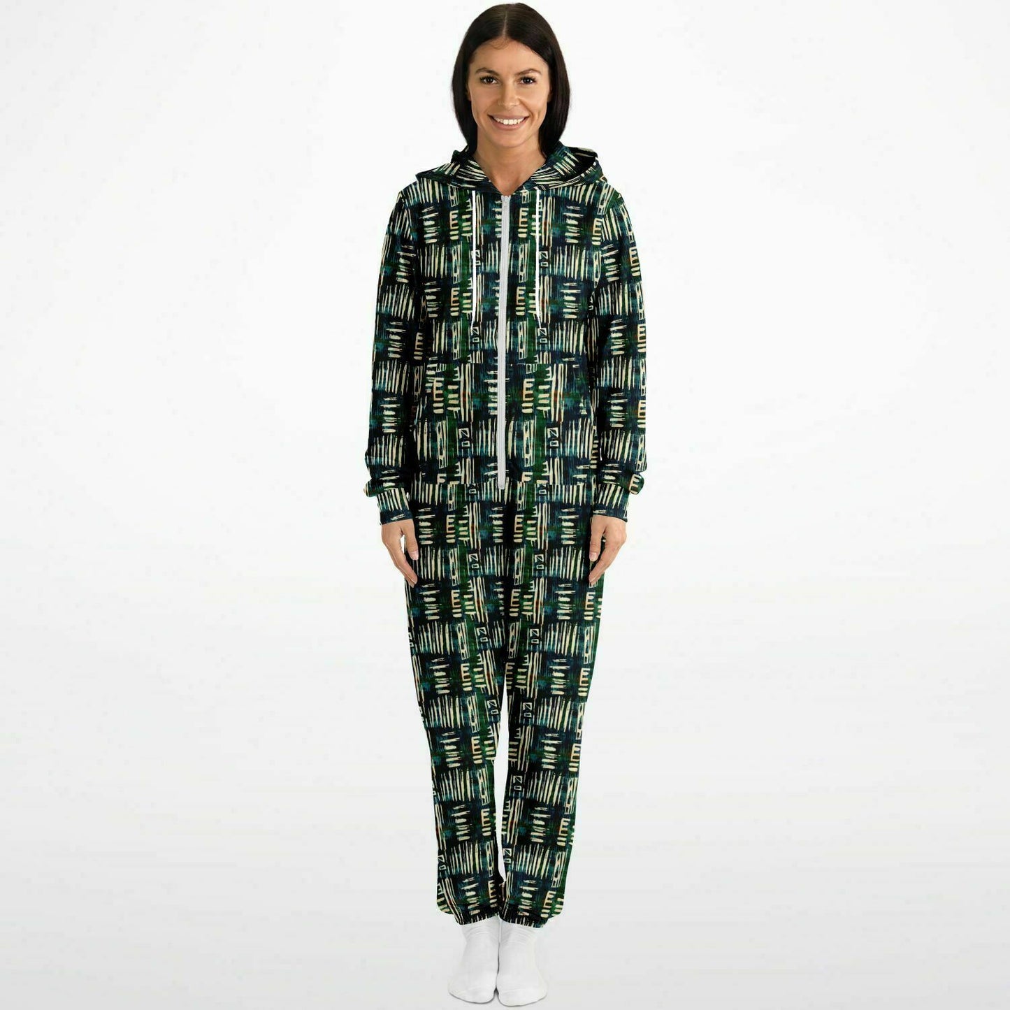 Jungle Safari African Mud Cloth Unisex Jumpsuit, Ethnic Print Stylish Loungewear