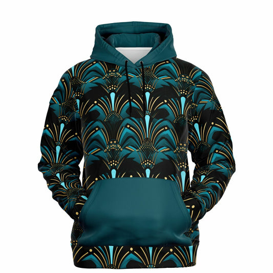 Zanzibar Blue & Ebony Black African Print Unisex Hoodie