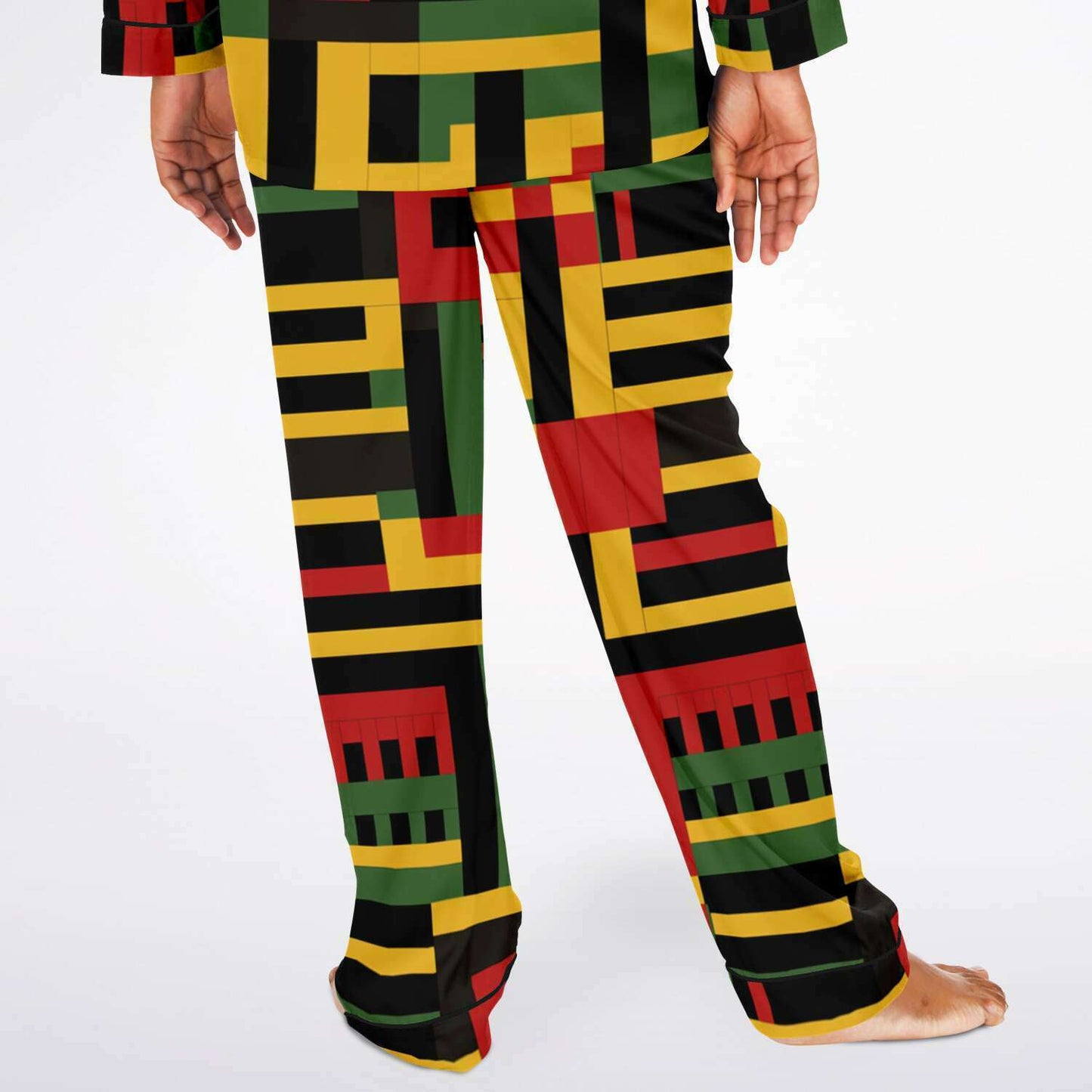 Men's African Kente Cloth Print Satin Pajama Set - Luxurious & Comfortable Nightwear