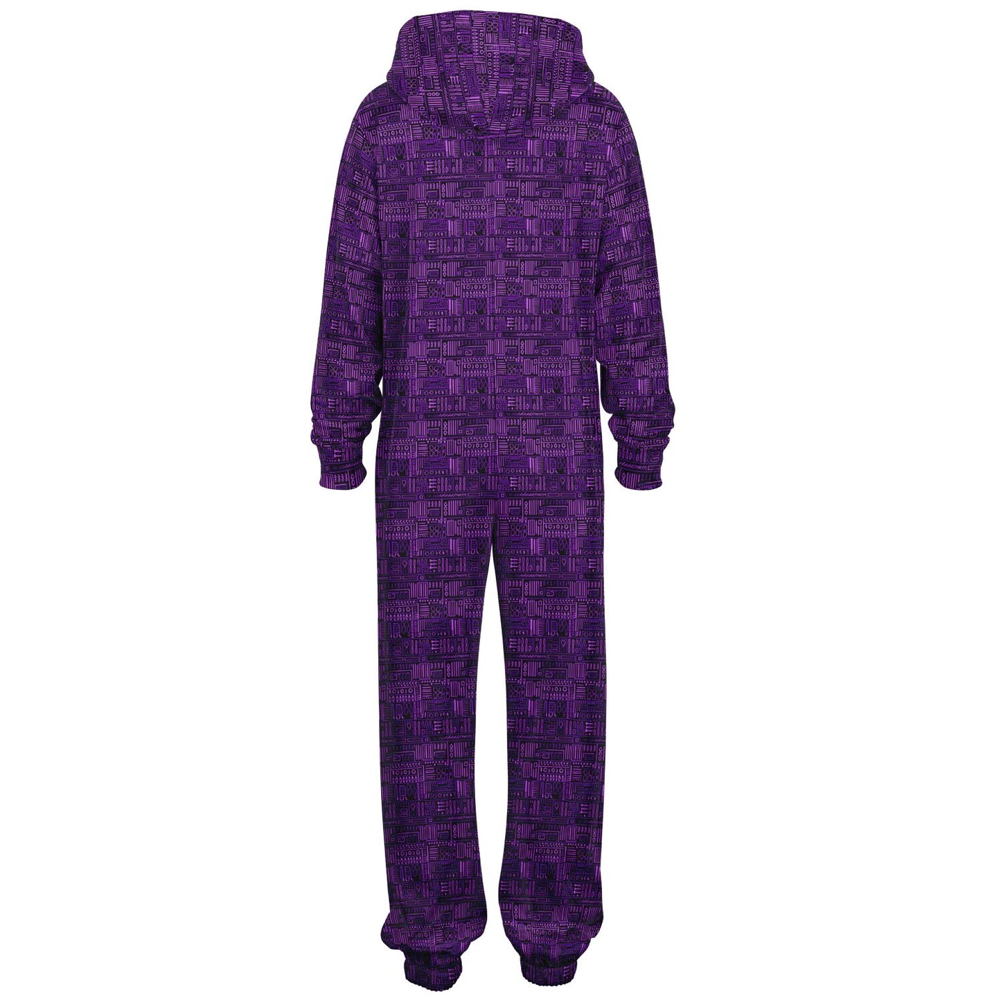 Purple Bogolan African Print Unisex Adult Jumpsuit | Adult AfricanPrint Onesie | Plus Size Mud Cloth Jumpsuit - Ships Free