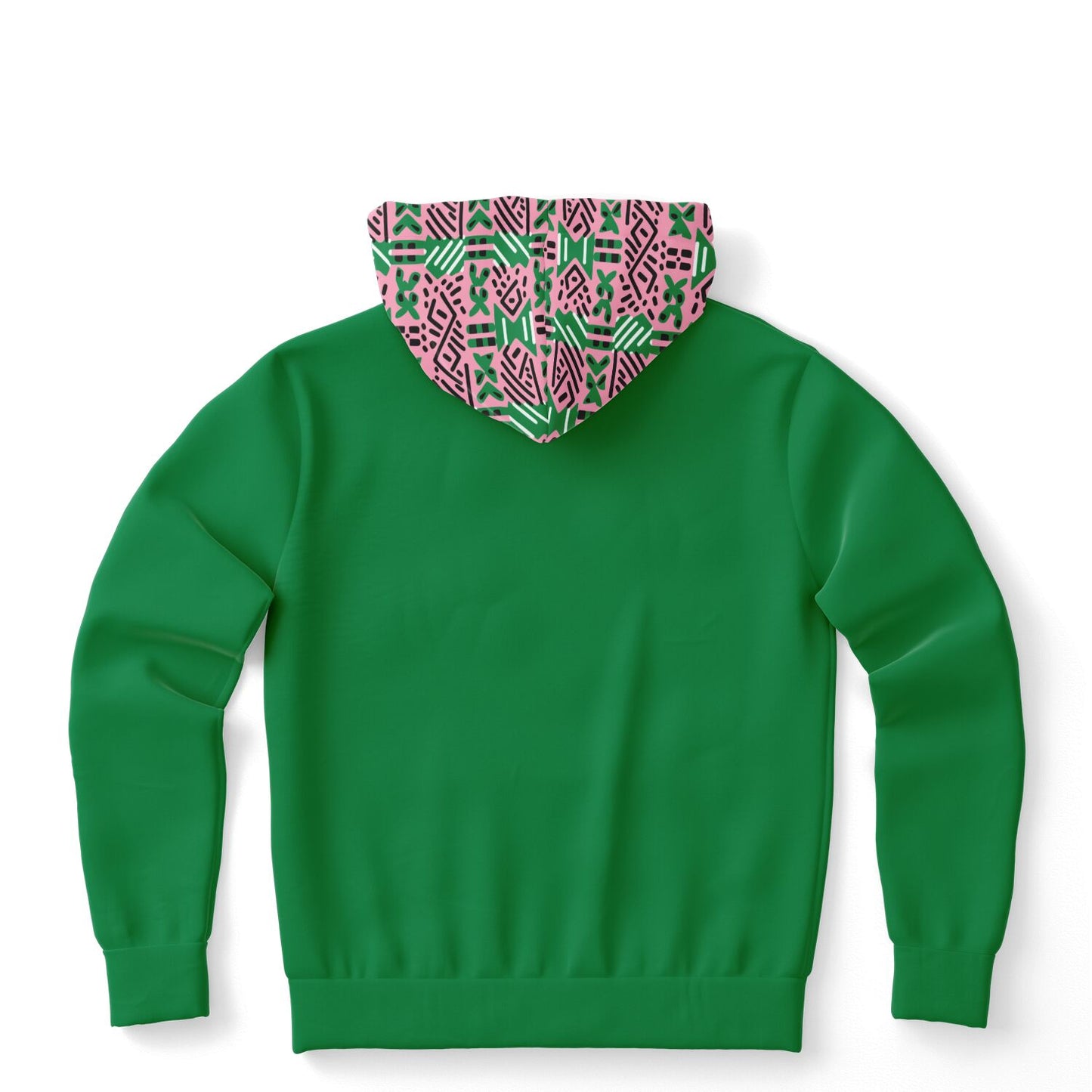 AKA Pink & Green Sorority Inspired African MudCloth Color Block Print Women's Athletic Hoodie, College Sorority Gift