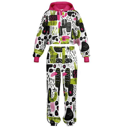 Women's Abstract African Print Fusion Dance Hoodie & Jogger Set, Urban Streetwear