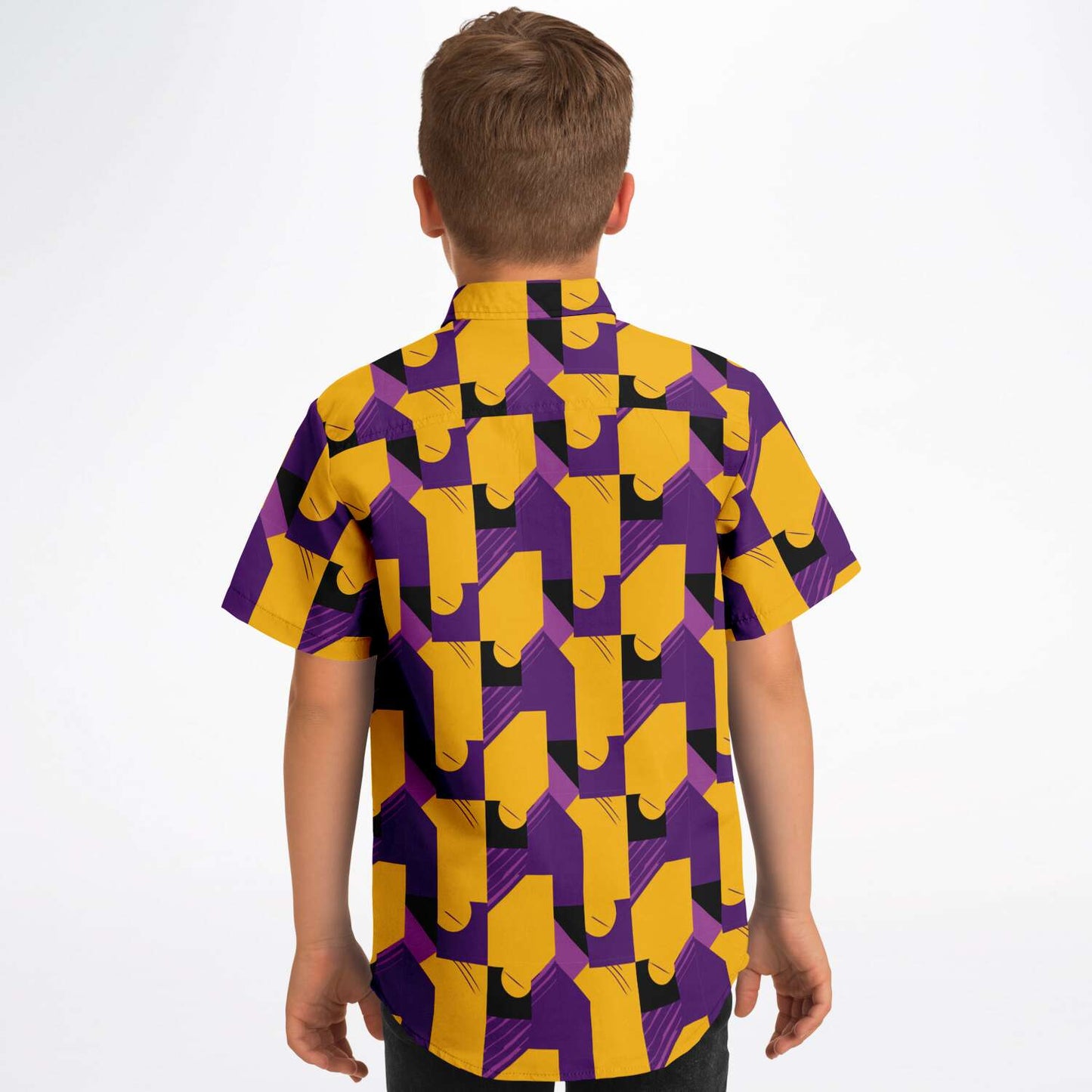 Laker Fan Kids Button-Up Shirt | Los Angeles Love Fashion | Laker Game Apparel | Purple & Gold Button Up Shirt