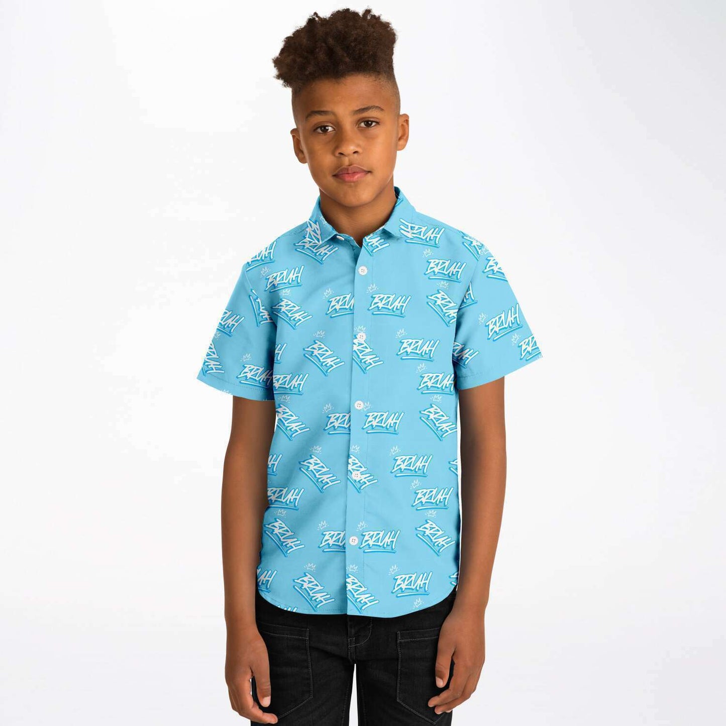 Urban Street Style Bruh/Bro All Over Print Youth Button-Up Shirt