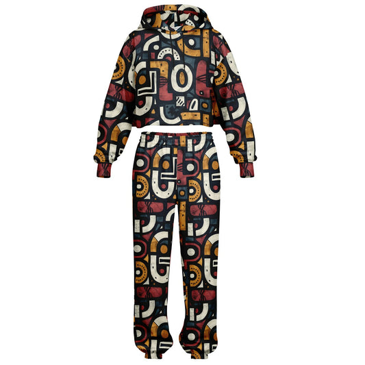 Women's Afropunk Urban Graffiti Art Jogger Set,  Ethnic Athletic Dance Set