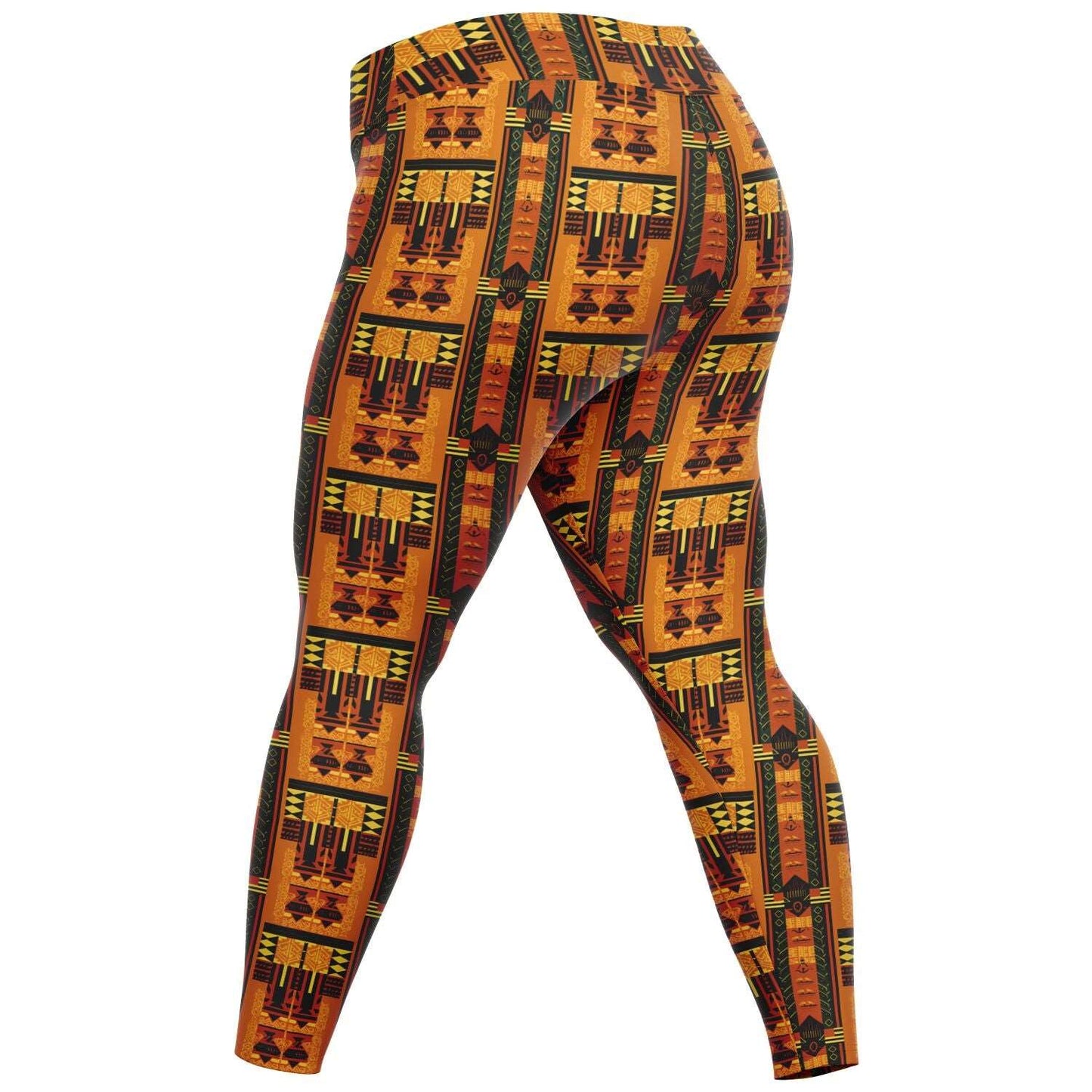 Afrofuturism African Print Plus Size 2XL - 6XL Women's Leggings, Terracotta African Ankara Pattern Print Curvy Activewear