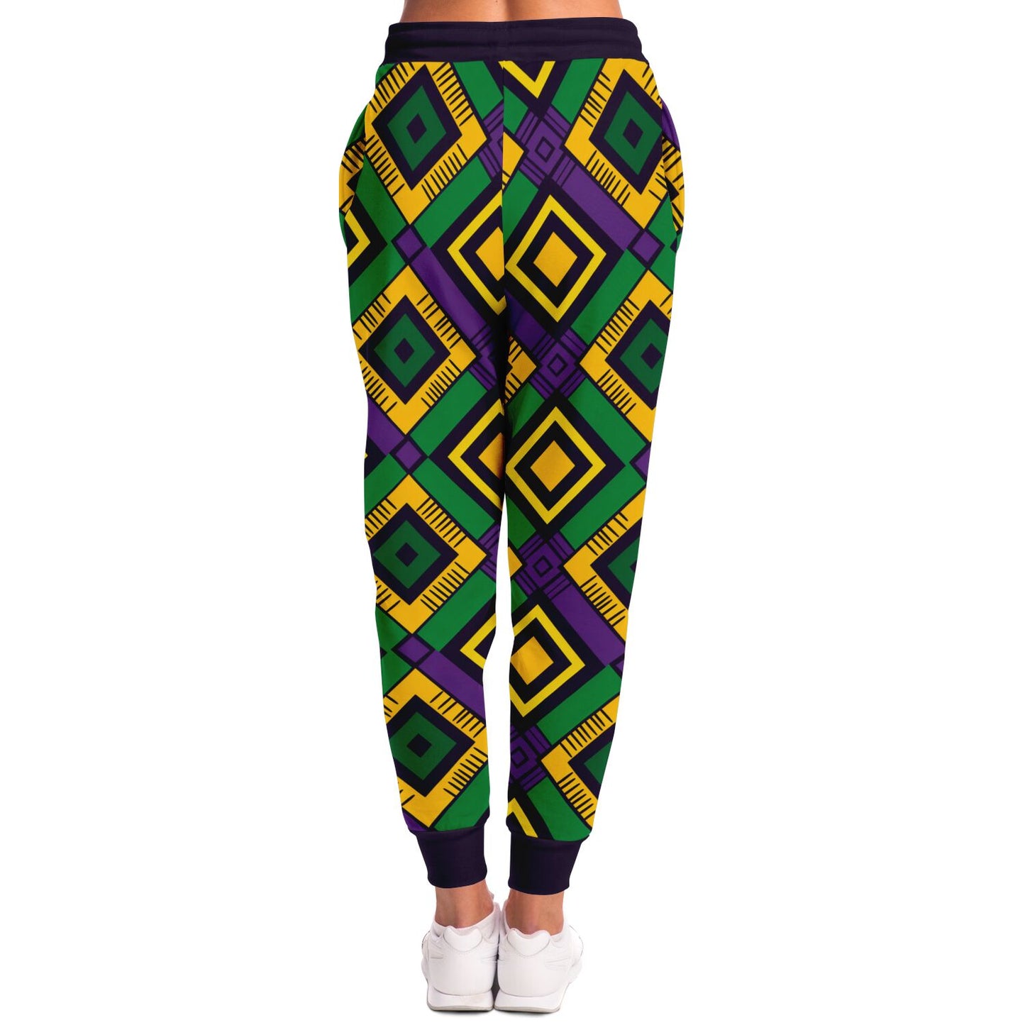 Athletic African Kente Mardi Gras Unisex Joggers, Festive Carnival Themed Pants