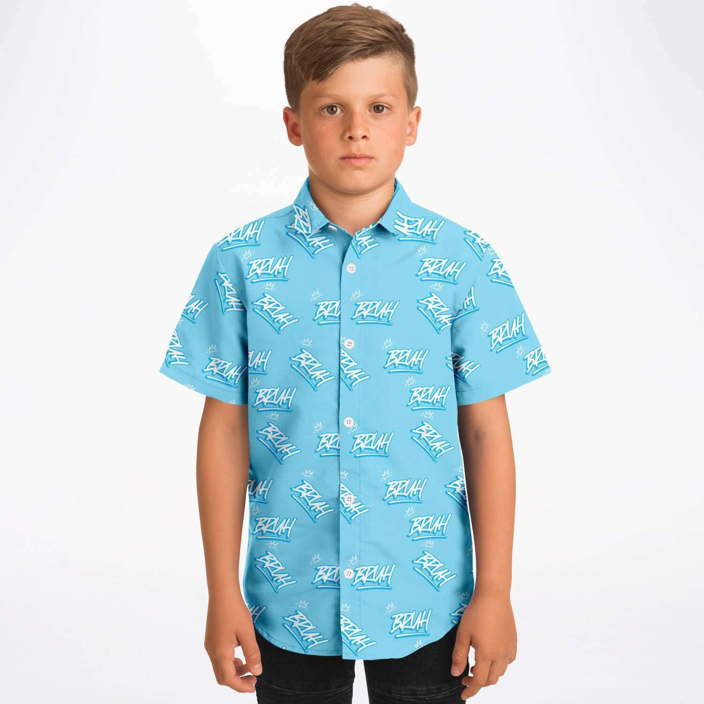 Urban Street Style Bruh/Bro All Over Print Youth Button-Up Shirt