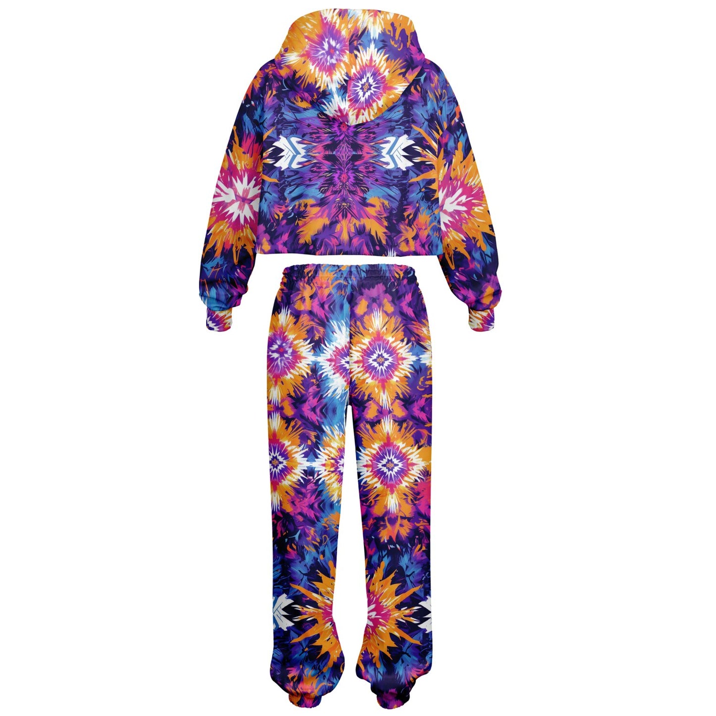 Vibrant African Batik Tie-Dye Tracksuit, Elegant Floral and Geometric Patterns