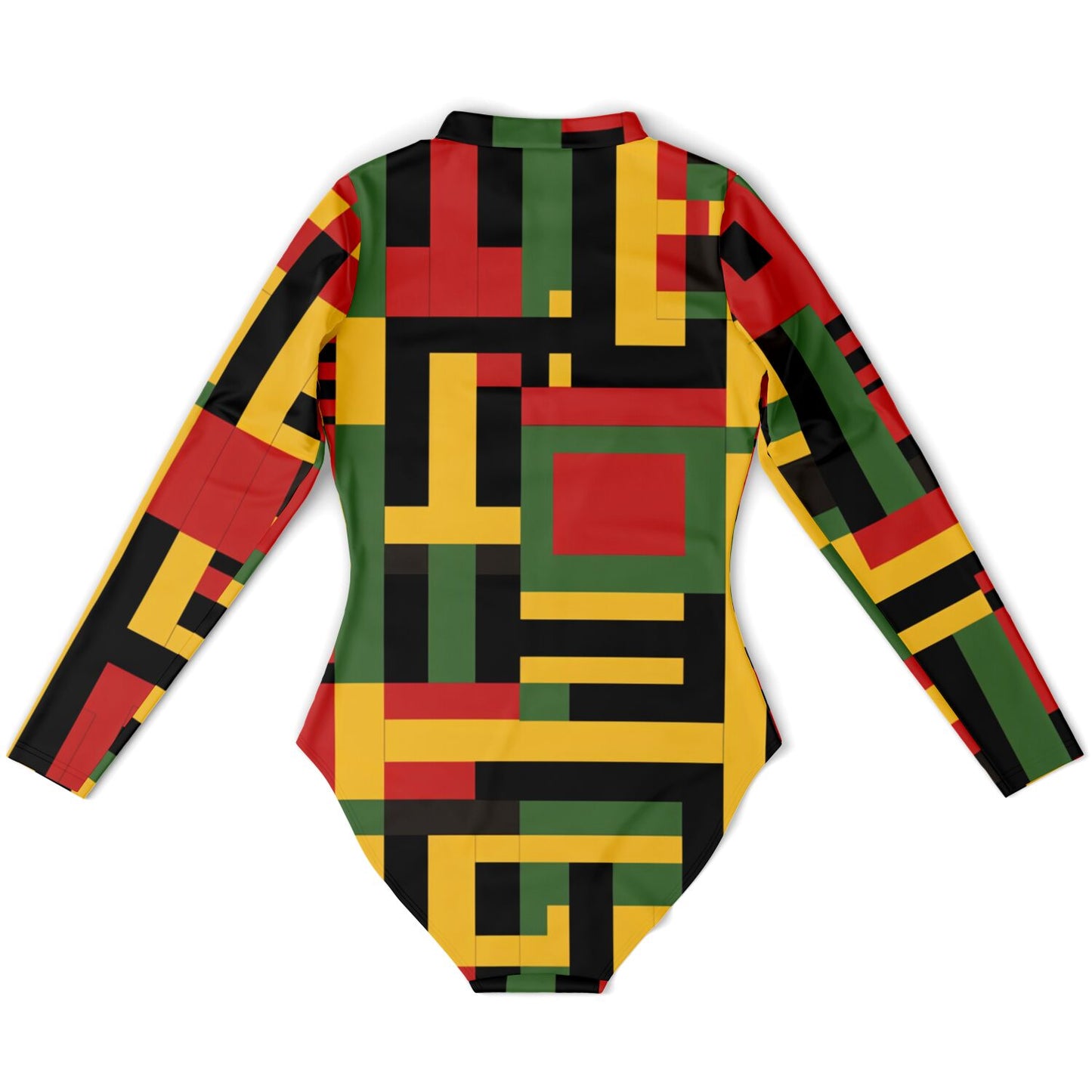 African Kente Print Women's Long Sleeve Bodysuit , African Wax Print Women's Fashion