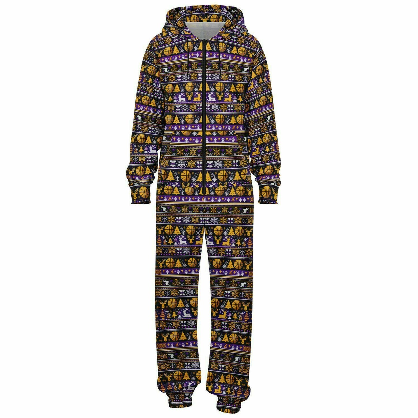 Laker Fan Unisex Holiday Ugly Sweater Adult Jumpsuit | Adult Holiday Onesie | Plus Size Christmas Jumpsuits - Ships Free