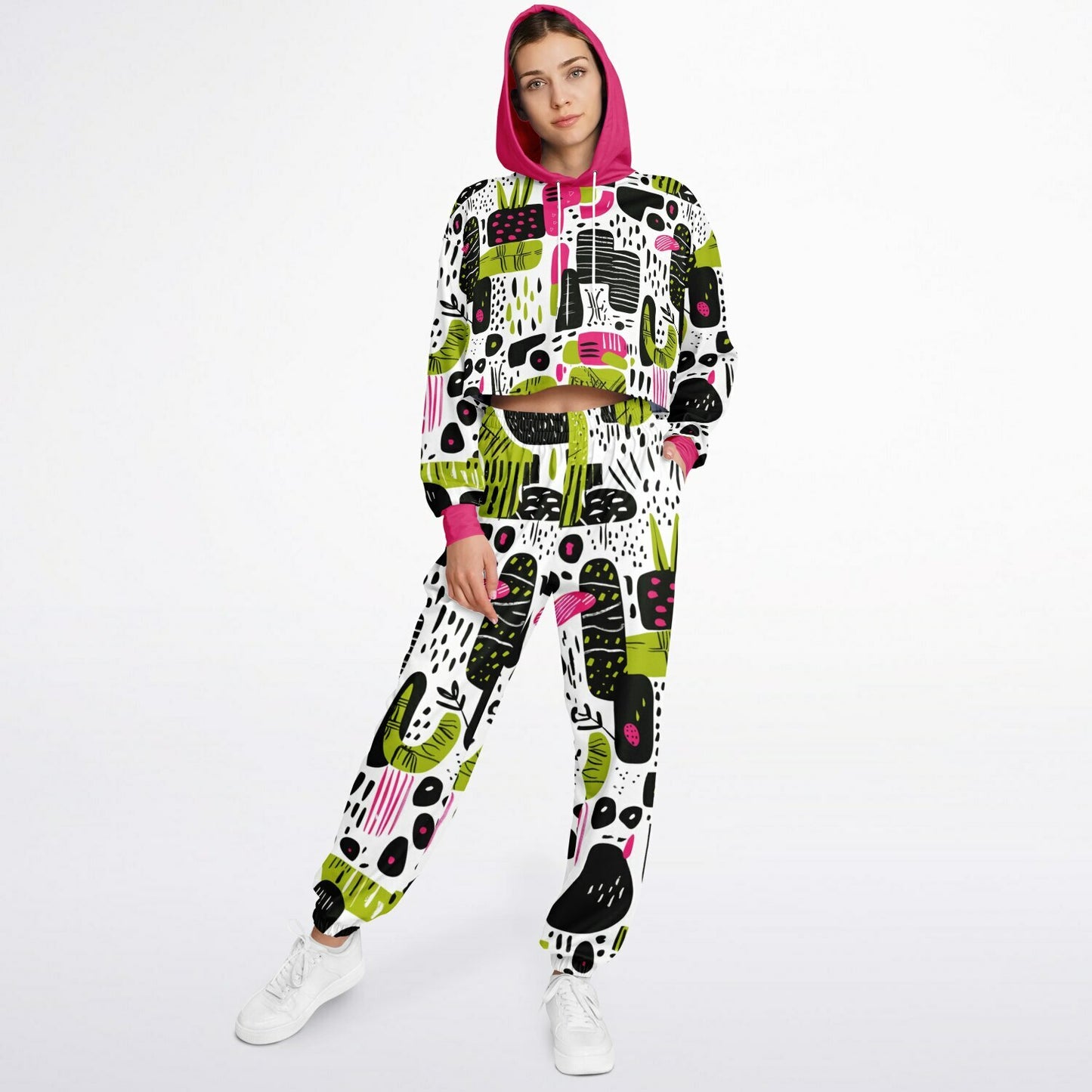 Women's Abstract African Print Fusion Dance Hoodie & Jogger Set, Urban Streetwear