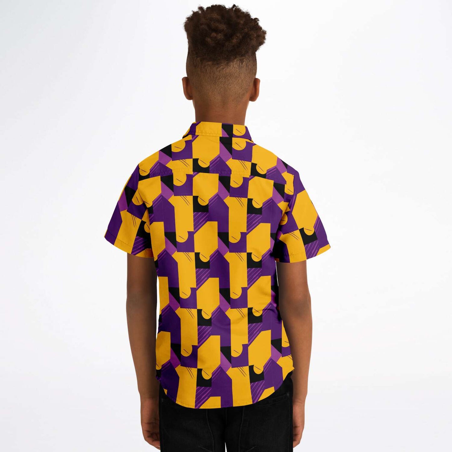 Laker Fan Kids Button-Up Shirt | Los Angeles Love Fashion | Laker Game Apparel | Purple & Gold Button Up Shirt