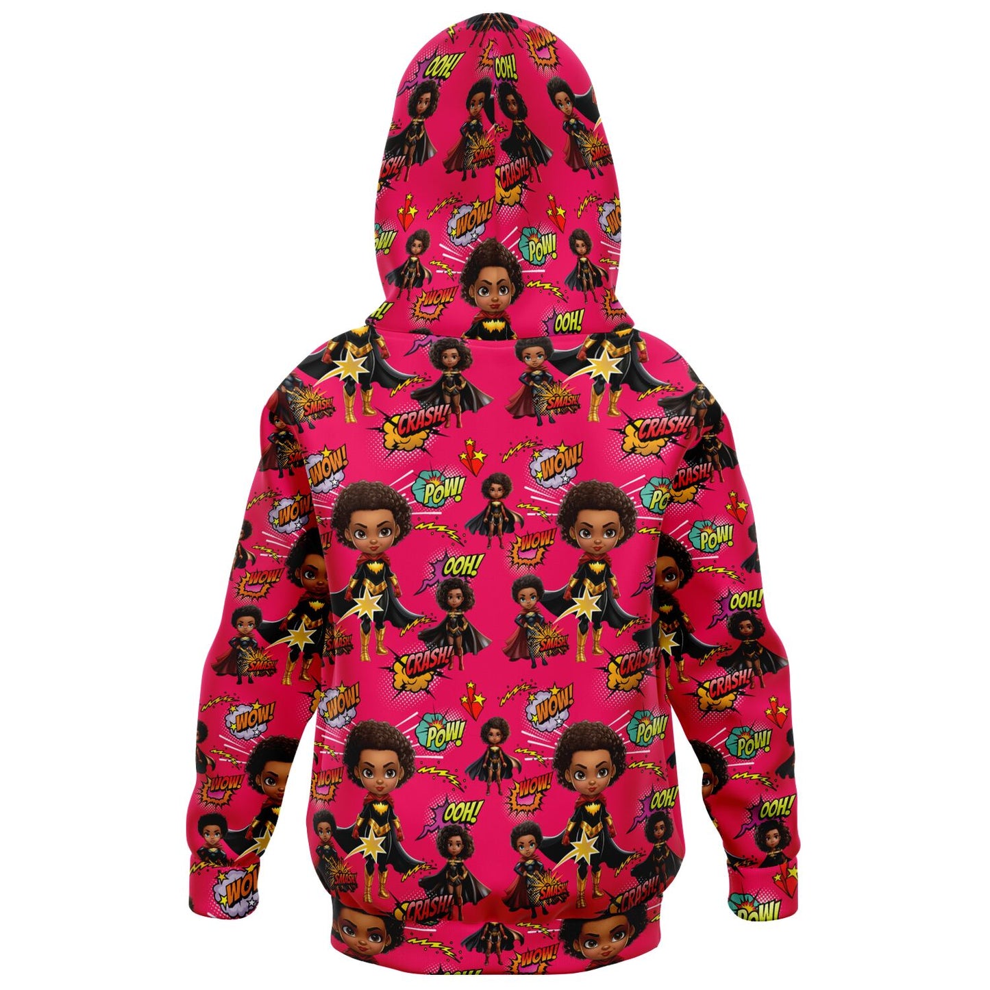 Black Girl Superhero Fashion Kids Hoodie |  Comic Book Words & Black Girl Characters Sweater