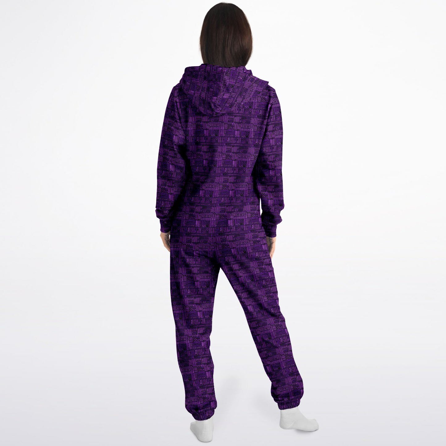 Purple Bogolan African Print Unisex Adult Jumpsuit | Adult AfricanPrint Onesie | Plus Size Mud Cloth Jumpsuit - Ships Free