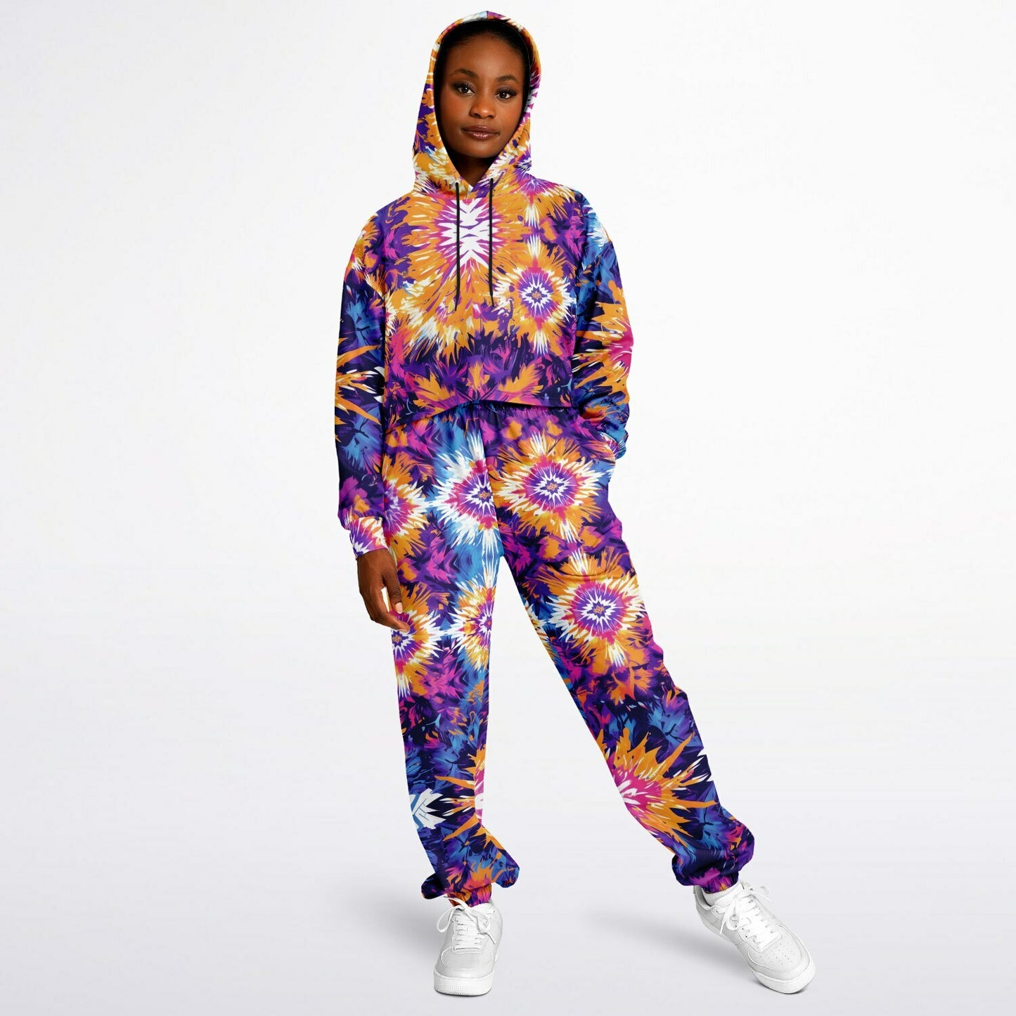 Vibrant African Batik Tie-Dye Tracksuit, Elegant Floral and Geometric Patterns