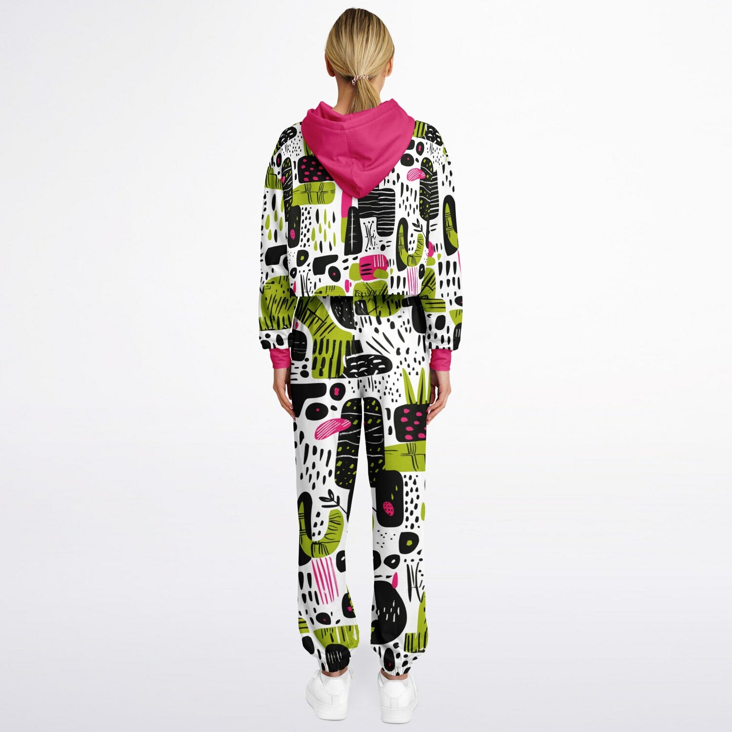 Women's Abstract African Print Fusion Dance Hoodie & Jogger Set, Urban Streetwear