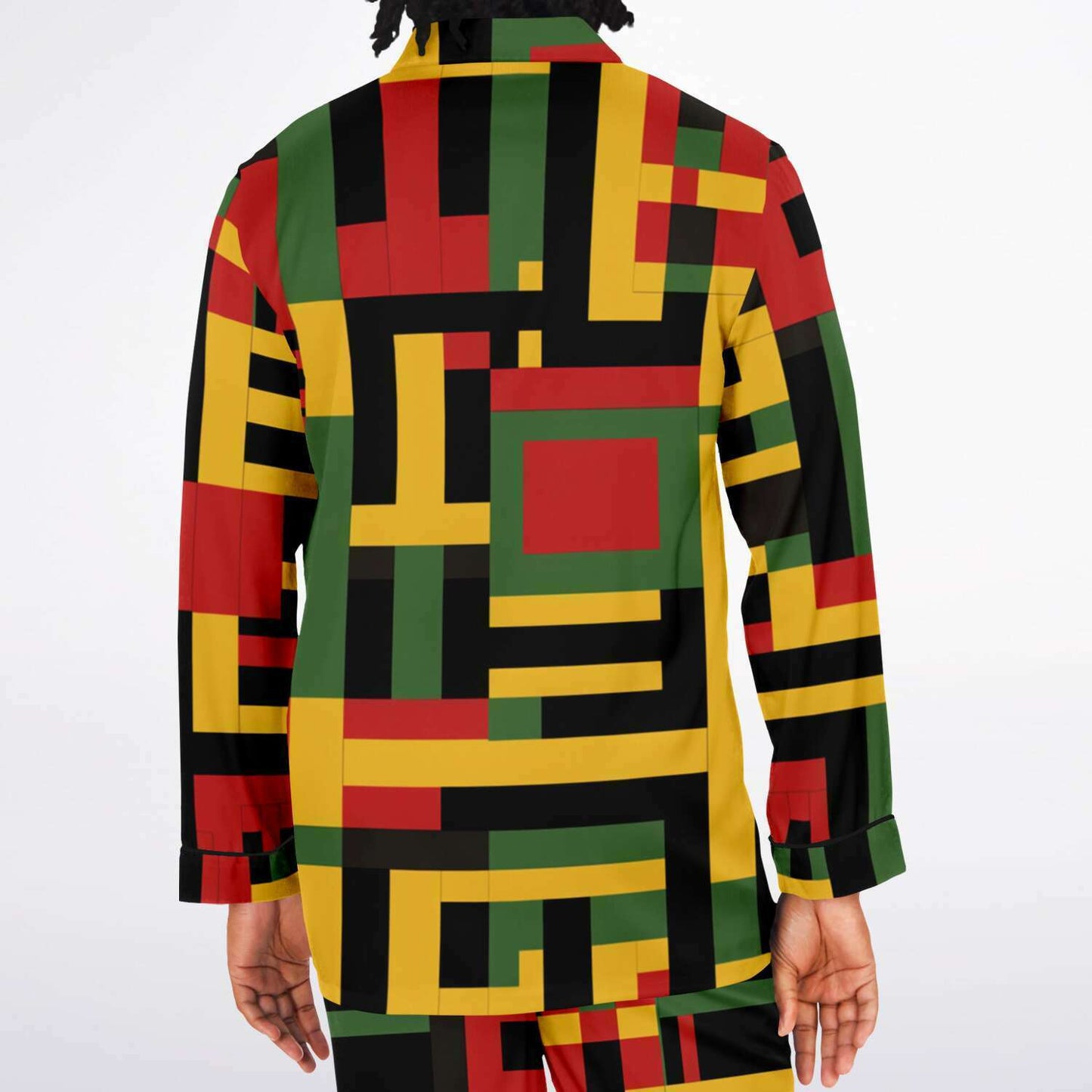 Men's African Kente Cloth Print Satin Pajama Set - Luxurious & Comfortable Nightwear