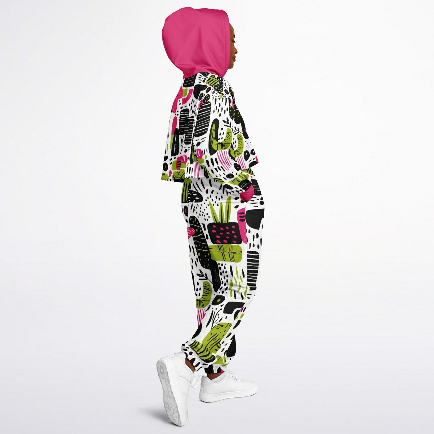 Women's Abstract African Print Fusion Dance Hoodie & Jogger Set, Urban Streetwear