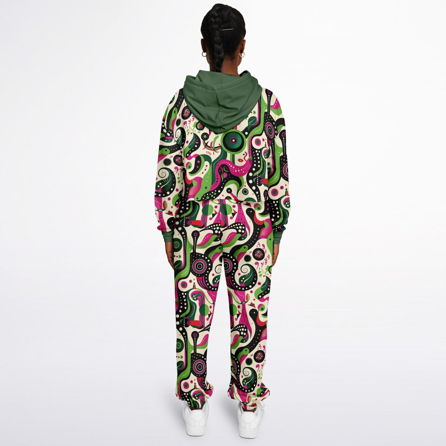 Women's Psychedelic Pop Art Fashion Dance Hoodie & Sweatpants Set, Bold Abstract Design