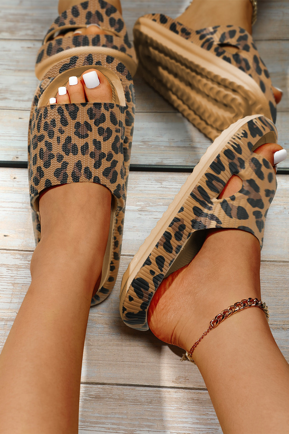 Leopard Luxe Ribbed Sole Comfort Slippers