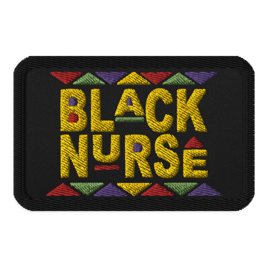 Black Nurse Embroidered Iron On, Sew On Embroirdered Patch