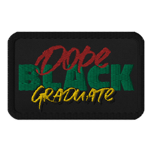 Dope Black Graduate Embroidered Patch, Cap & Gown Decorative Patch