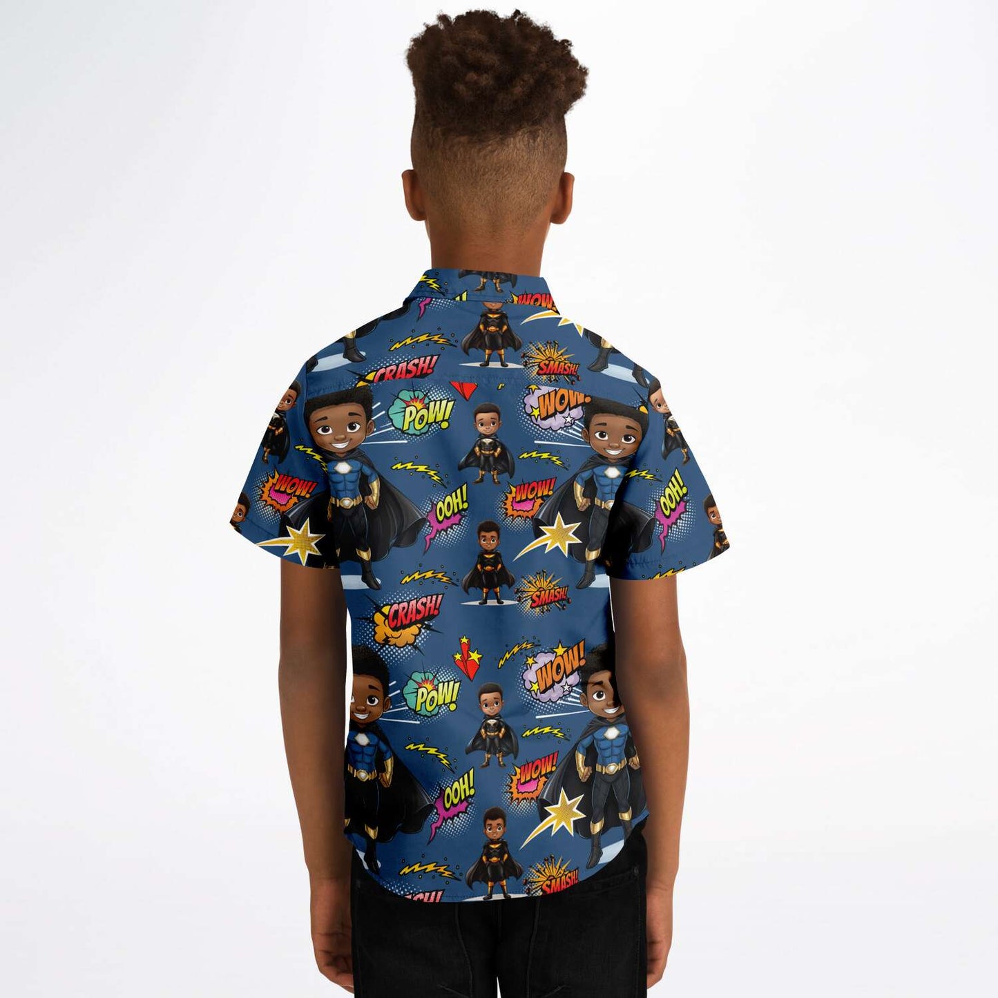 Black Boy Joy Superhero Youth Button Up Shirt