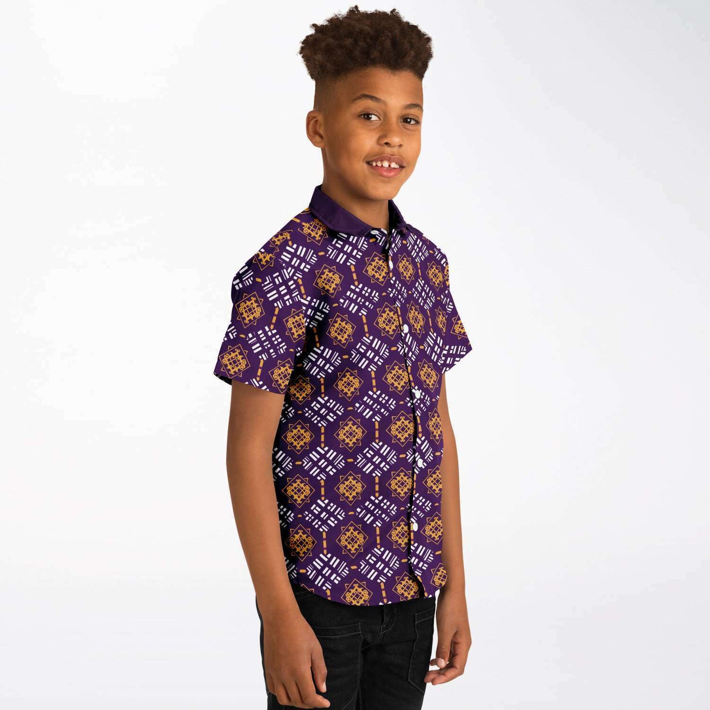 Omega Psy Phi "Que" Inspired African Print Kids Button Up Shirt