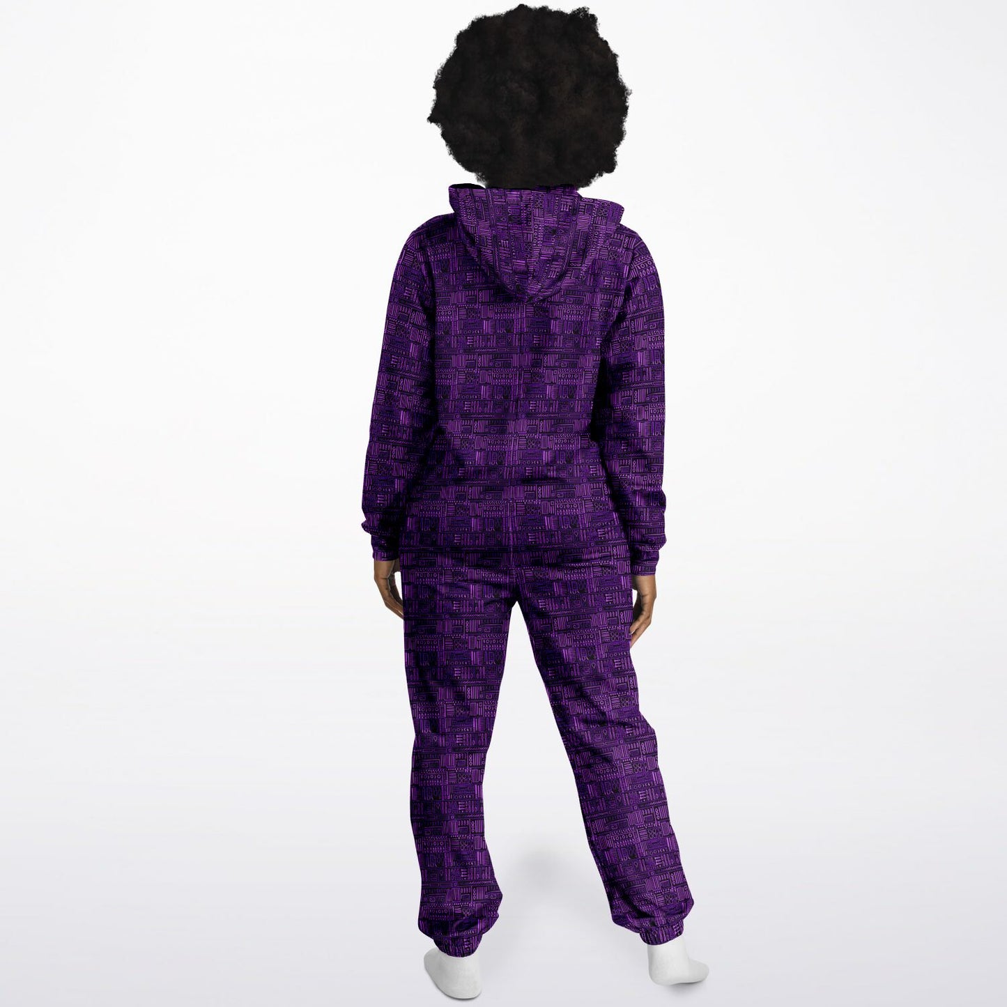 Purple Bogolan African Print Unisex Adult Jumpsuit | Adult AfricanPrint Onesie | Plus Size Mud Cloth Jumpsuit - Ships Free