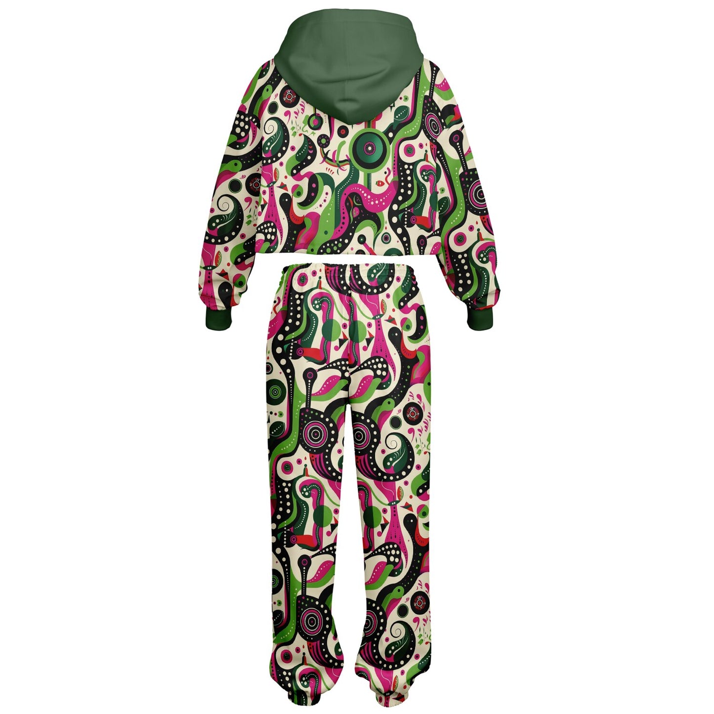 Women's Psychedelic Pop Art Fashion Dance Hoodie & Sweatpants Set, Bold Abstract Design