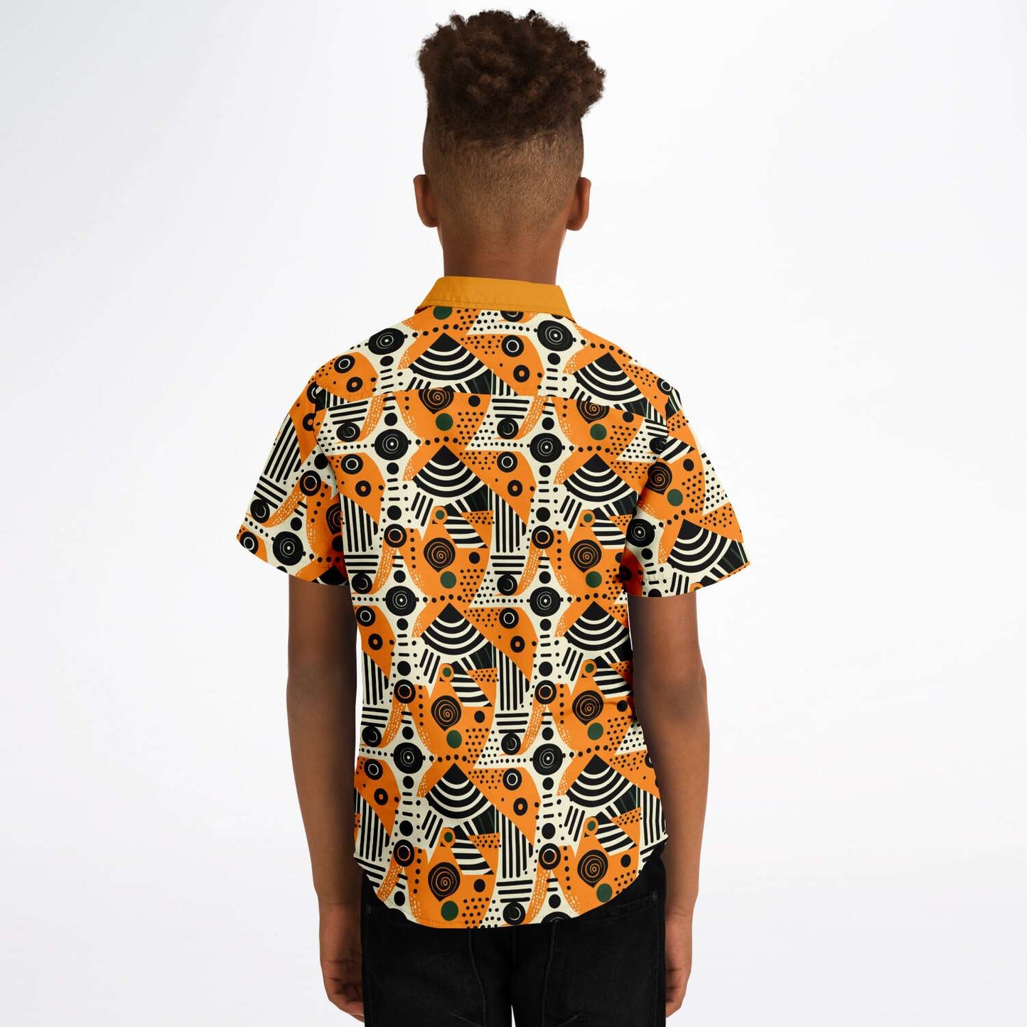 African Print Totem & Circles Kids Dressy Button Up Shirt