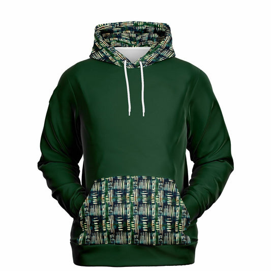 Jungle Safari African Mud Cloth Print Sweater, Green Color Block African Print Mens Sweater