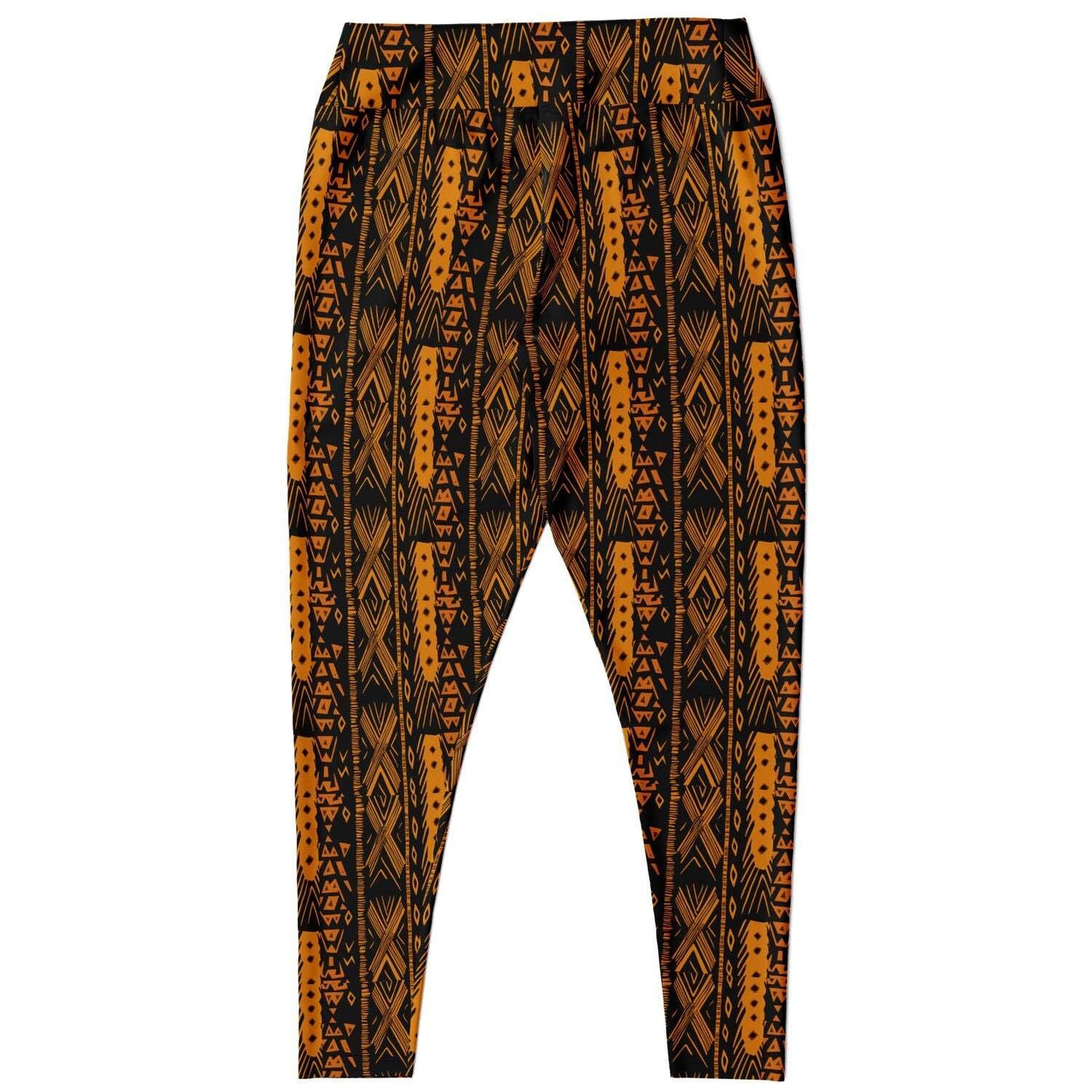 African Triable Print Plus Size 2XL - 6XL Leggings, Orange African Print Workout Gear